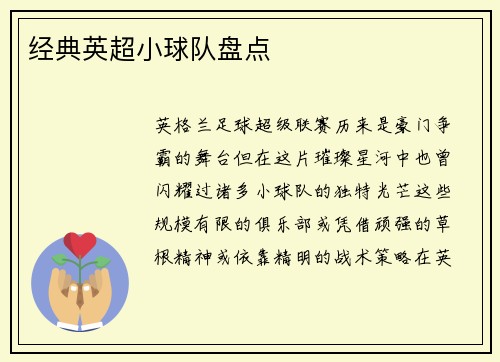 经典英超小球队盘点